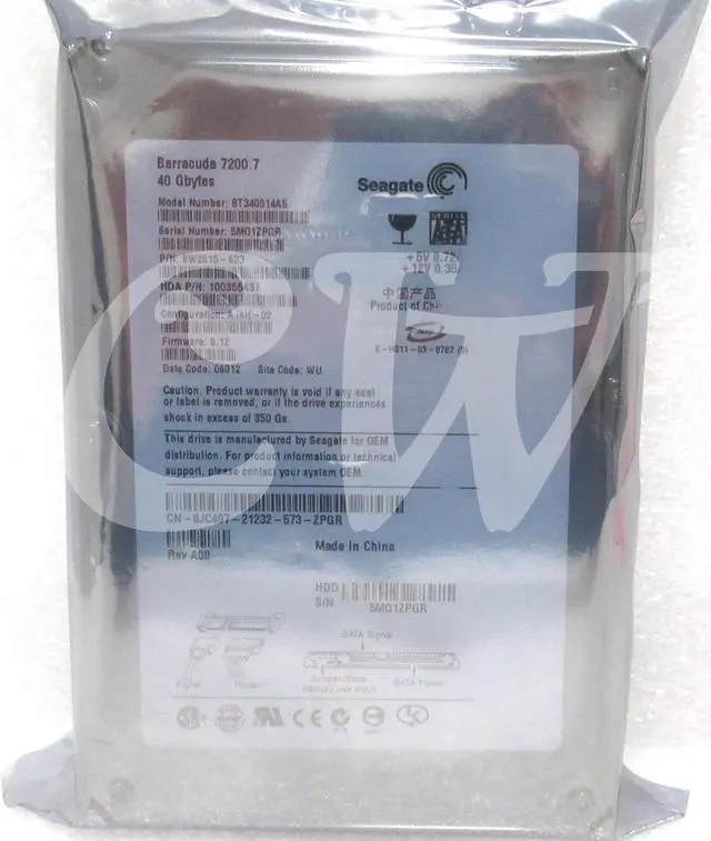 Alt view image 2 of 2 - ST340014AS Seagate BARRACUDA 7200.7 40GB 7.2K RPM 1.5Gbps 3.5" SATA Hard Drive