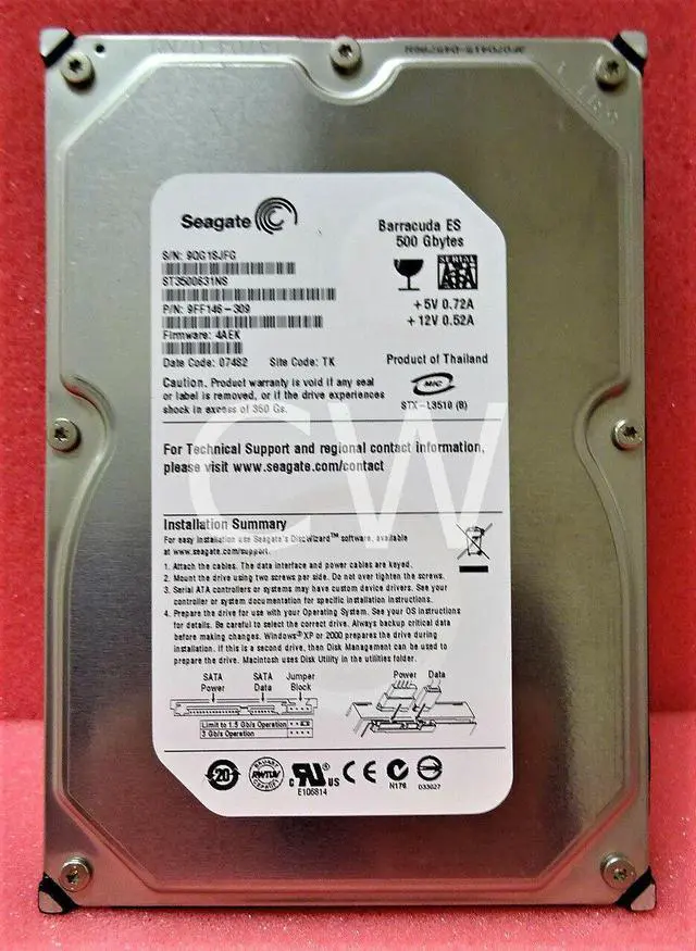 Alt view image 2 of 2 - ST3500631NS Seagate 9FF146 BARRACUDA ES 500GB 7200RPM 3Gbps 3.5" SATA Hard Drive