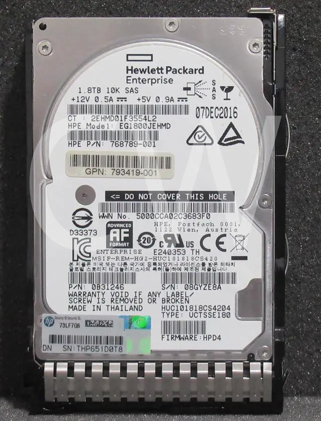 Alt view image 2 of 2 - 791034-B21 791055-001 HPE 1.8TB 10K RPM 12Gb/s 2.5" SAS HDD Hard Drive