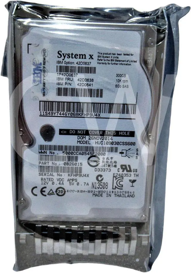 Alt view image 2 of 2 - 42D0637 42D0638 42D0641 IBM 300GB 10K RPM 6Gb/s 2.5" SAS Hard Drive W/ZERO HOURS
