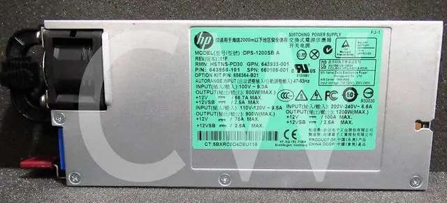 Alt view image 2 of 2 - 660185-001 643956-101 656364-B21 HP 1200-Watts PLATINUM PLUS POWER SUPPLY GEN8