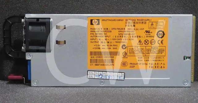 Main image of 599383-001 593831-B21 591556-101 HP 750-Watts CS PLATINUM POWER SUPPLY