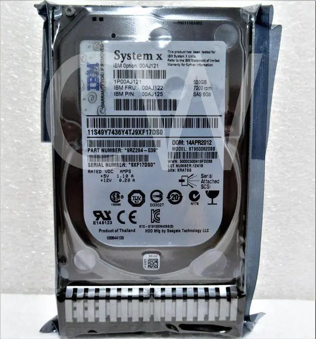 Alt view image 2 of 2 - 00AJ122 00AJ121 00AJ125 IBM 500GB 7.2K RPM 6Gb/s 2.5" SAS SERVER HDD Hard Drive
