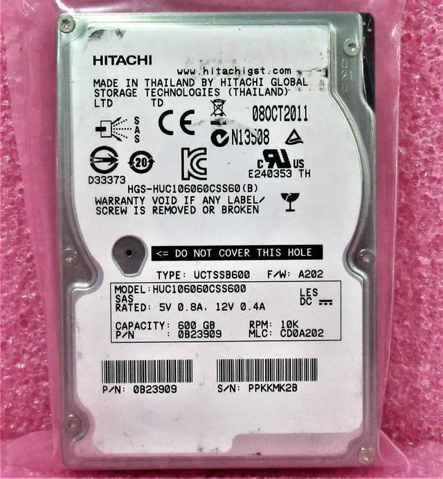 Alt view image 2 of 2 - 0B23909 Hitachi HUC106060CSS60 600GB 10K RPM 6Gbps 2.5" SAS HDD Hard Drive