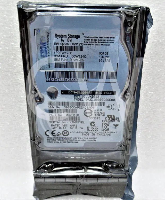 Alt view image 2 of 2 - 00W1240 00W1239 00W1236 IBM 900GB 10K RPM 6Gb/s 15MM HS 2.5" SAS HDD Hard Drive