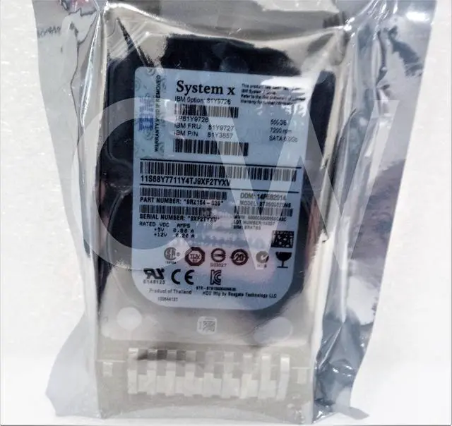 Alt view image 2 of 2 - 81Y9726 81Y9727 81Y3857 IBM 500GB 7.2K RPM 6Gb/s 2.5" SATA SERVER HDD Hard Drive