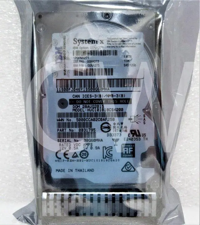 Alt view image 2 of 2 - 00NA272 00NA271 00NA275 IBM 1.8TB 10K RPM 12Gb/s 2.5" SAS SERVER HDD Hard Drive