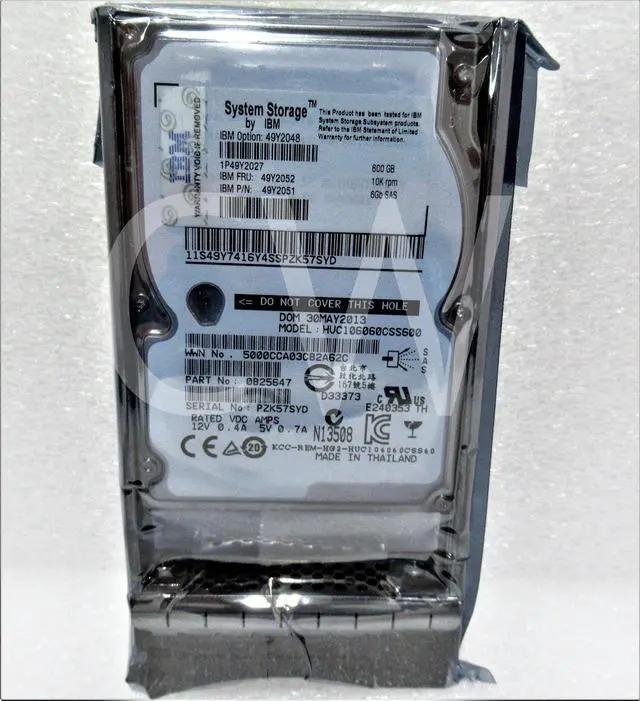 Alt view image 2 of 2 - 49Y2052 49Y2048 49Y2051 IBM 600GB 10000RPM 6Gbps 2.5" SAS SERVER HDD Hard Drive