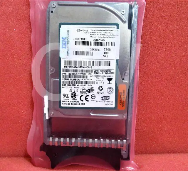Alt view image 2 of 2 - 39R7366 26K5511 40K1052 IBM 73.4GB 10K RPM 3Gbps 2.5" SAS Hard Drive W/Caddy