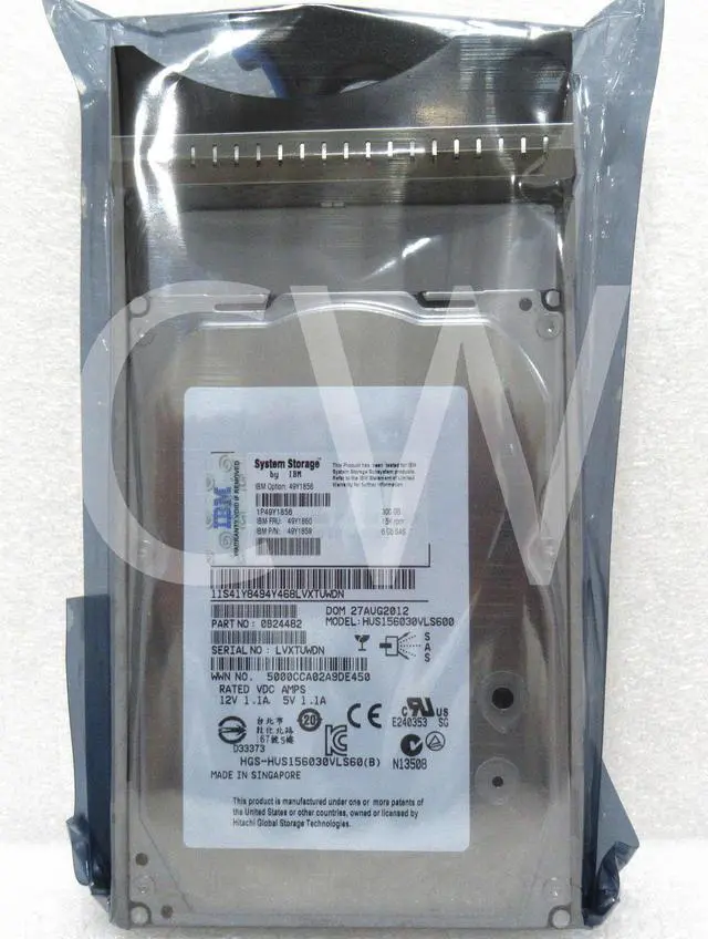 Alt view image 2 of 2 - 49Y1860 49Y1859 49Y1856 IBM 300GB 15K RPM 6Gbps Hot Swap 3.5" SAS HDD Hard Drive