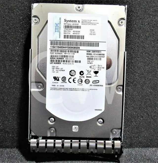 Alt view image 2 of 2 - 49Y6098 49Y6097 49Y6101 IBM 450GB 15000RPM 6Gbps 3.5" SAS SERVER HDD Hard Drive
