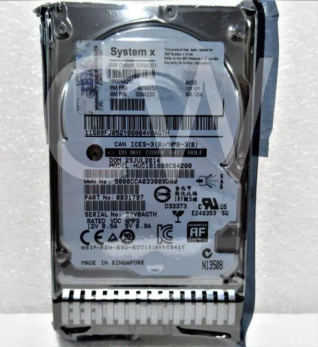 Alt view image 2 of 2 - 00NA252 00NA251 00NA255 IBM 900GB 10000RPM 12Gbps G3HS 2.5" SAS HDD Hard Drive