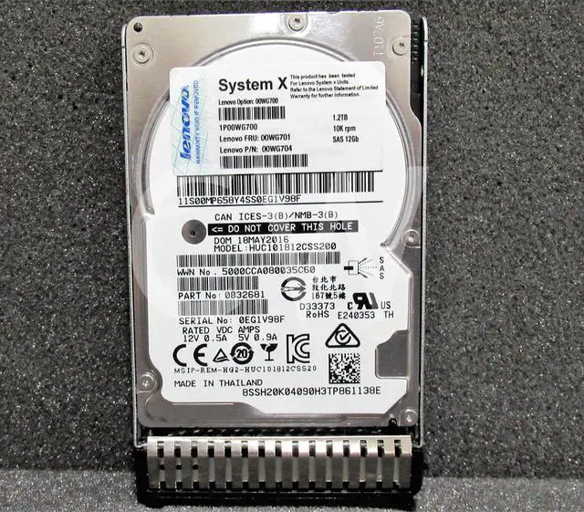 Main image of IBM 00WG700 00WG701 00WG704 1.2TB 10000RPM 12Gbps 2.5" SAS SERVER HDD Hard Drive