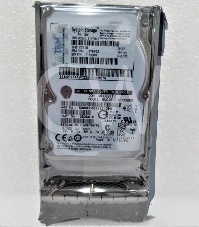 Alt view image 3 of 3 - 81Y9893 81Y9915 81Y9918 IBM 900GB 10K RPM 6Gb/s 2.5" SAS Hard Drive 0-HOURS