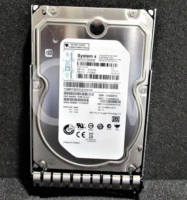 Alt view image 2 of 2 - 81Y9799 81Y9798 81Y3865 IBM 3TB 7200RPM 6Gbps 3.5" SATA SERVER HDD Hard Drive