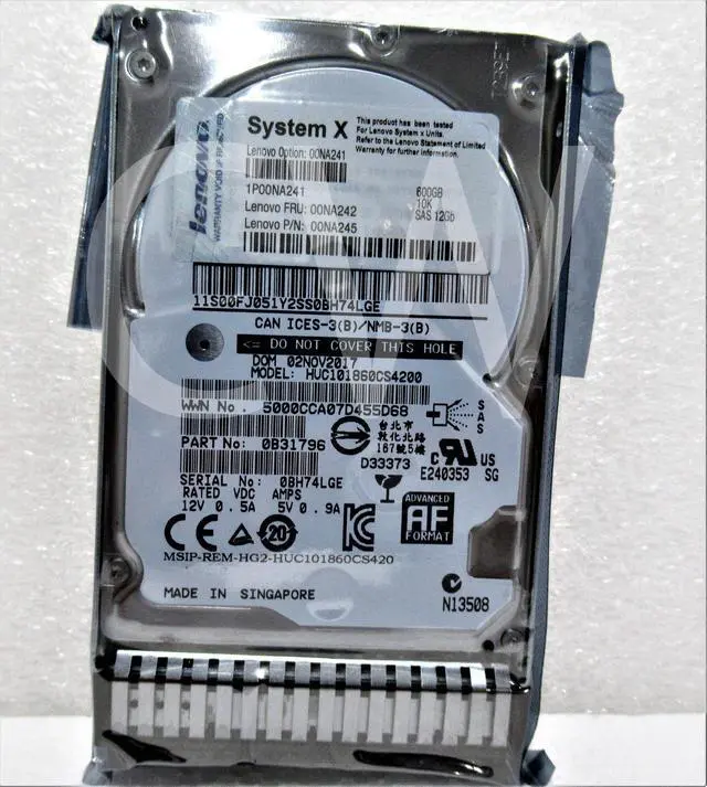 Alt view image 2 of 2 - 00NA242 00NA241 00NA245 IBM 600GB 10000RPM 12Gbps 2.5" SAS SERVER HDD Hard Drive