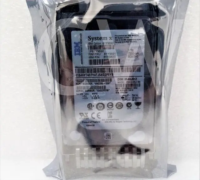 Alt view image 2 of 2 - 0-HOURS IBM 81Y9690 81Y9691 81Y3820 1TB 7.2K RPM 6Gb/s 2.5" SAS HDD Hard Drive