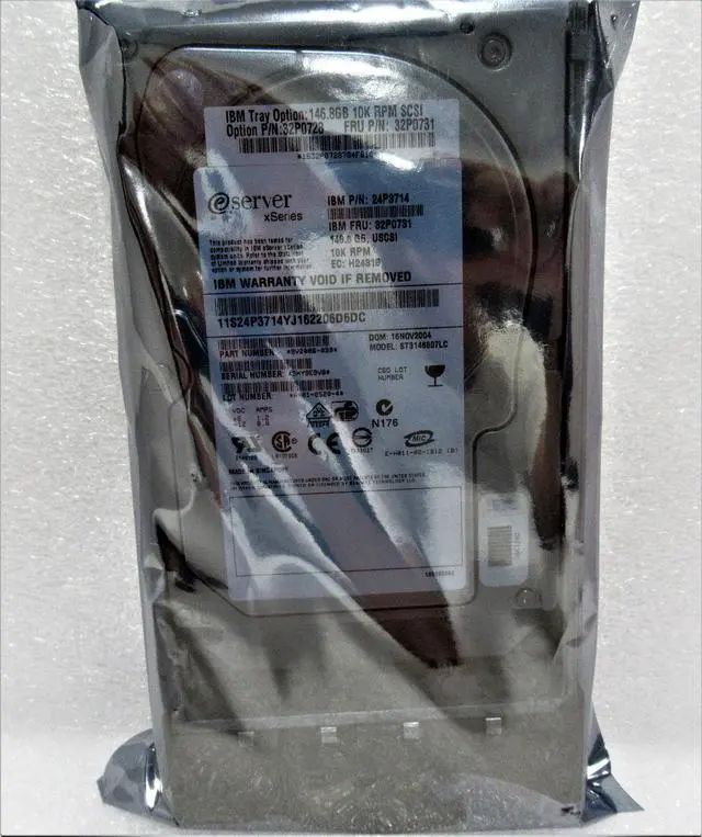 Alt view image 4 of 4 - 32P0731 32P0728 24P3714 IBM 146.8GB 10K U320 8MB 80-Pin SCSI 3.5" Hard Drive.