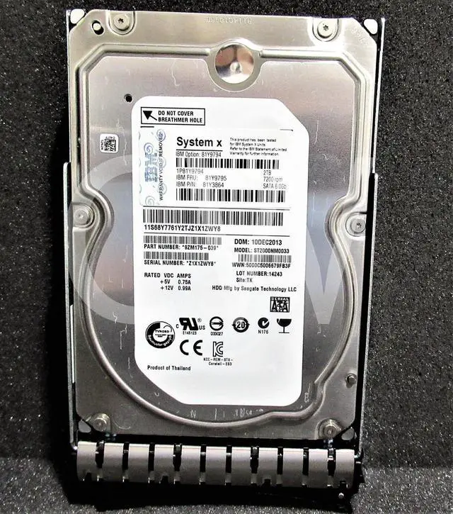 Alt view image 2 of 2 - 81Y9795 81Y9794 81Y3864 IBM 2TB 7.2K RPM 6Gb/s 3.5" SATA SERVER HDD Hard Drive