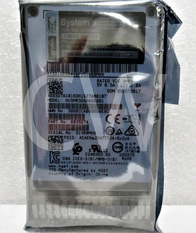 Alt view image 2 of 2 - 01GR906 01GR905 LENOVO 400GB 12G Hot Swap (SED) 2.5" SAS Solid State Drive (SSD)
