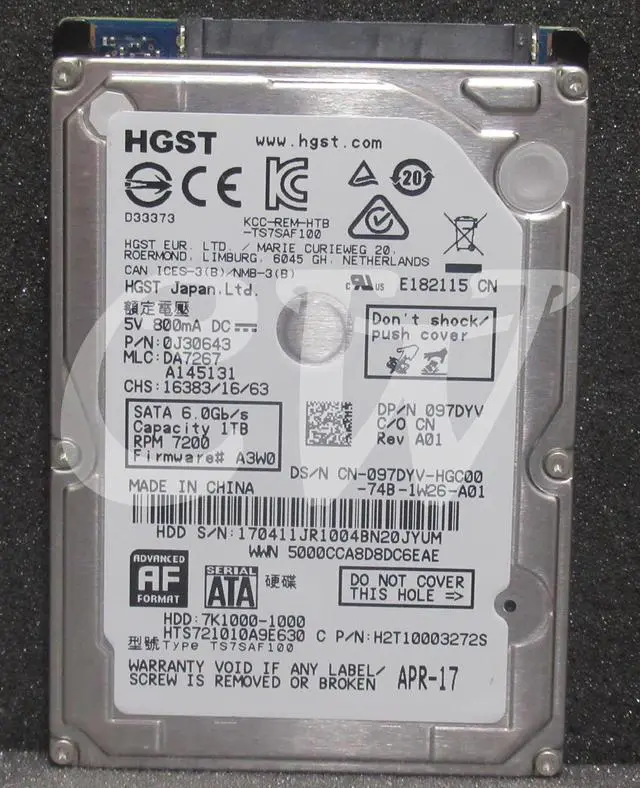 Alt view image 2 of 2 - HTS721010A9E630 HGST 7K1000 1TB 7200RPM 6Gbps 2.5" SATA Laptop HDD Hard Drive