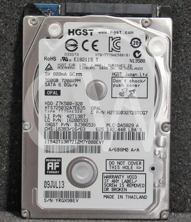 Alt view image 2 of 2 - HTS725032A7E635 0J38653 HGST 320GB 7.2K RPM 6Gb/s 2.5" SATA LAPTOP Hard Drive