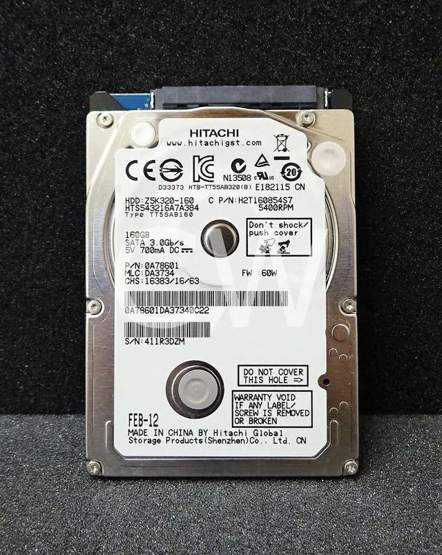 Alt view image 2 of 2 - HTS543216A7A384 Hitachi TRAVELSTAR 160GB 5400RPM 3Gbps 2.5" SATA HDD Hard Drive