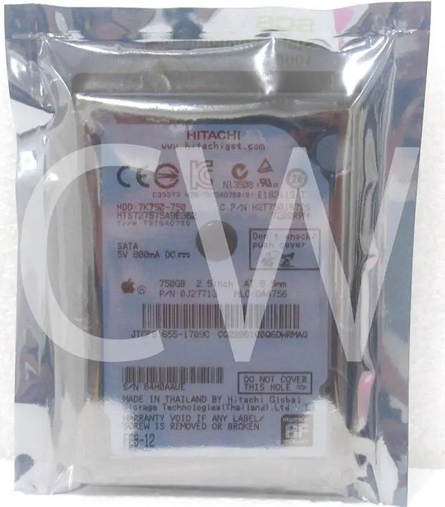 Alt view image 2 of 2 - HTS727575A9E362 0J27713 HITACHI 750GB 7200RPM 3Gbps 9.5MM 2.5"SATA HDD HardDrive
