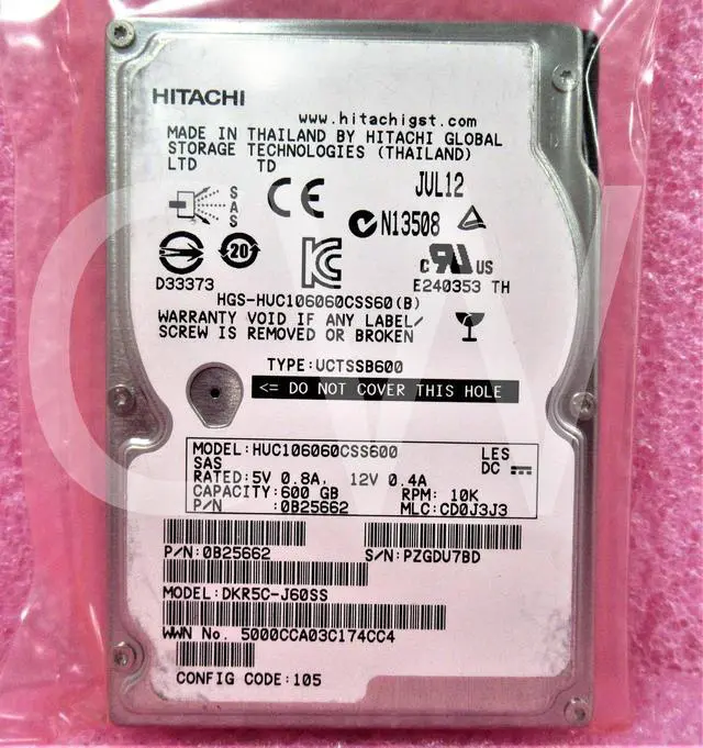 Alt view image 2 of 2 - Hitachi 0B25662 HUC106060CSS600 600GB 10000RPM 6Gbps 2.5" SAS HDD Hard Drive