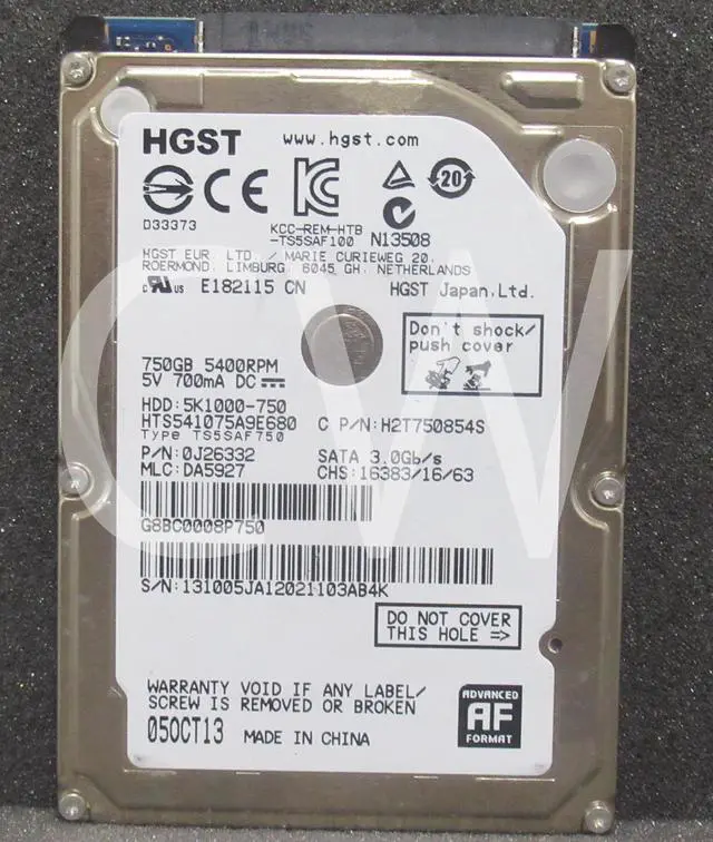 Main image of HTS541075A9E680 Hitachi 0J26332 750GB 5.4KRPM 6Gbps 2.5"SATA LaptopHDD HardDrive