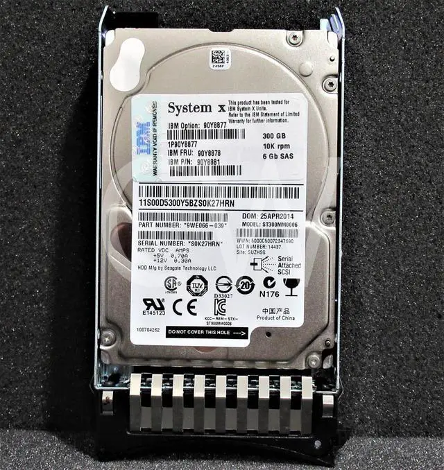 Alt view image 2 of 2 - 0-HOURS 90Y8877 90Y8878 90Y8881 IBM 300GB 10K RPM 6Gb/s 2.5" SAS HDD Hard Drive