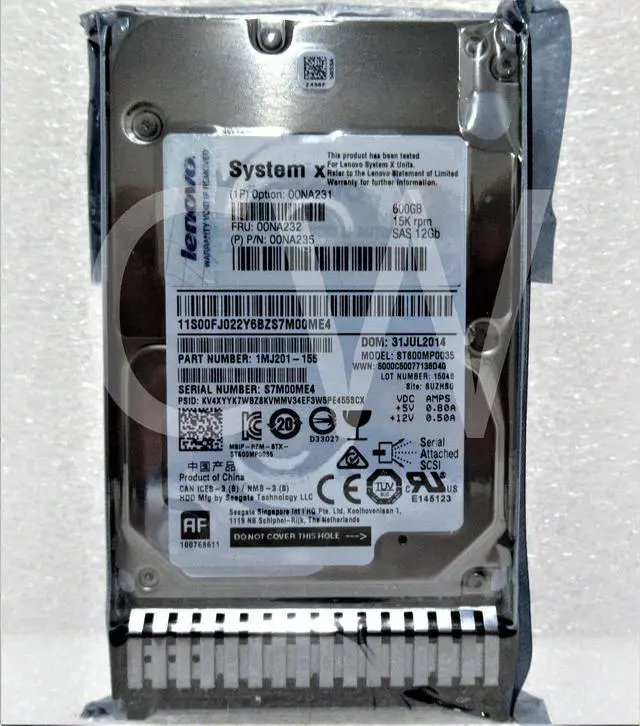 Alt view image 2 of 2 - 00NA232 00NA231 00NA235 LENOVO 600GB 15K RPM 12Gb/s 2.5" SAS HDD Hard Drive