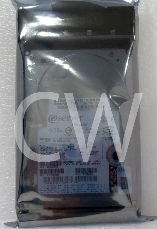 Alt view image 2 of 2 - 06P5759 06P5755 IBM 36.4GB 10K RPM U160 SCSI 80-Pin Hot Swap 3.5in Hard Drive