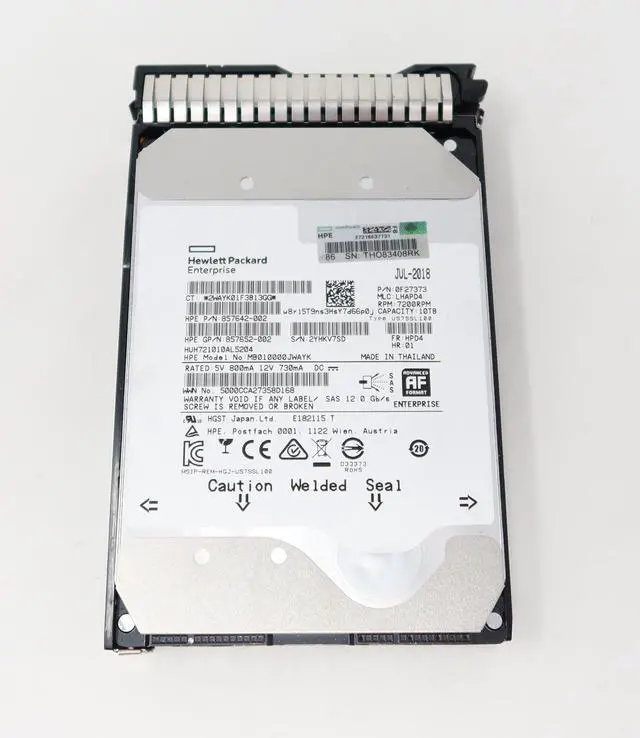 Main image of 857965-001 857644-B21 HP 10TB SAS 7.2K 12GB/s LFF Hard Drive