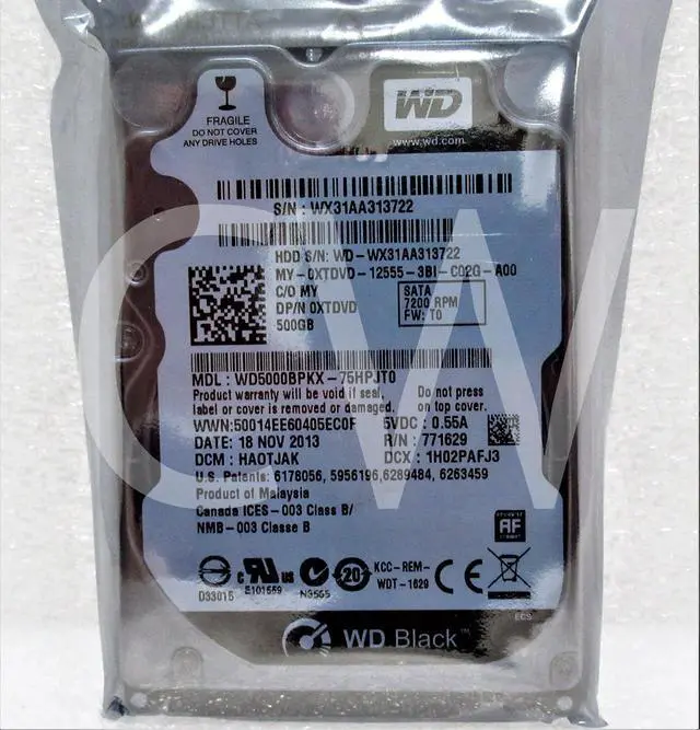 Alt view image 2 of 2 - WD5000BPKX Western Digital BLACK 500GB 7.2K RPM 6Gbps 2.5" SATA HDD Hard Drive