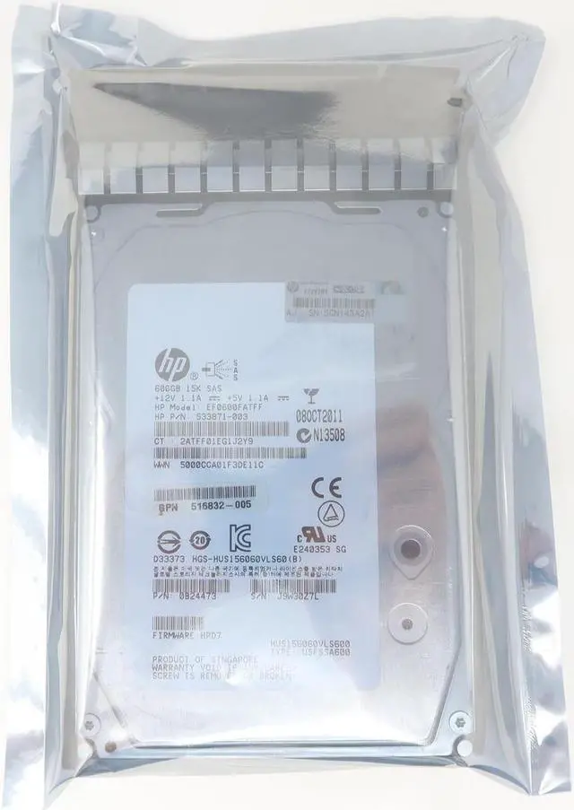 Alt view image 2 of 2 - 516828-B21HP 600GB SAS 3.5" LFF 6Gb/s 15K RPM G1-G7 Hard Drive 517354-001