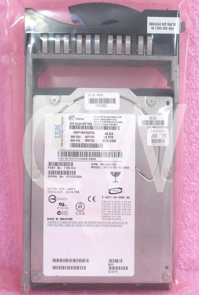 Alt view image 2 of 2 - 90P1306 90P1310 26K5153 IBM 146GB 10K RPM U320 3.5" SCSI SERVER HDD HARD DRIVE