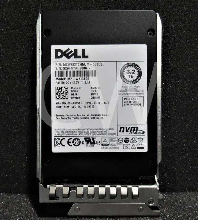 Alt view image 2 of 2 - NVJ59 Dell MZ-WKI3T20 3.2TB MLC PCI-E 3.0 x4 Mixed Use 2.5" Solid State Drive
