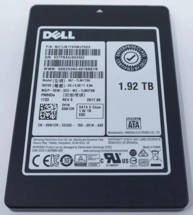Alt view image 2 of 2 - 9W12R Dell 1.92TB SATA 2.5" 6G RI SSD Solid State Drive 09W12R