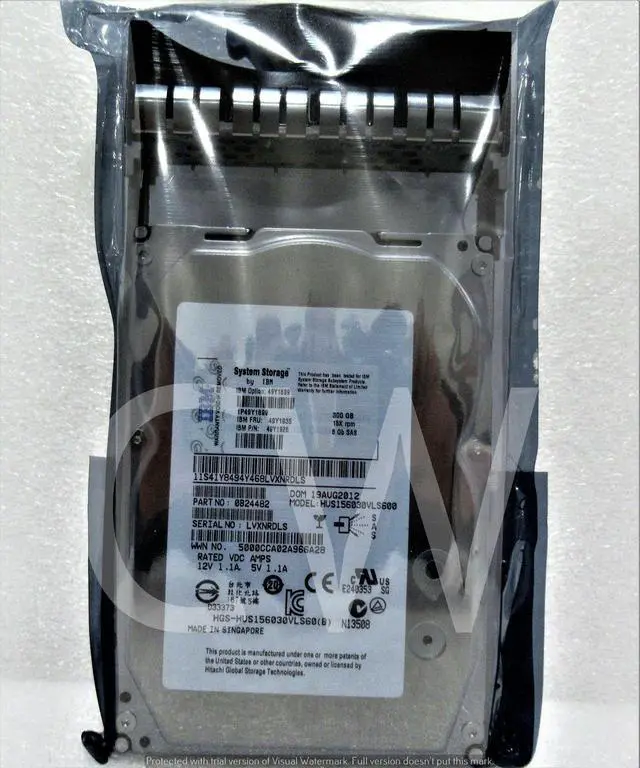Alt view image 2 of 2 - 0B24482 IBM HUS156030VLS600 SYSTEM STORAGE 300GB 15K 6Gb/s 3.5" SAS Hard Drive