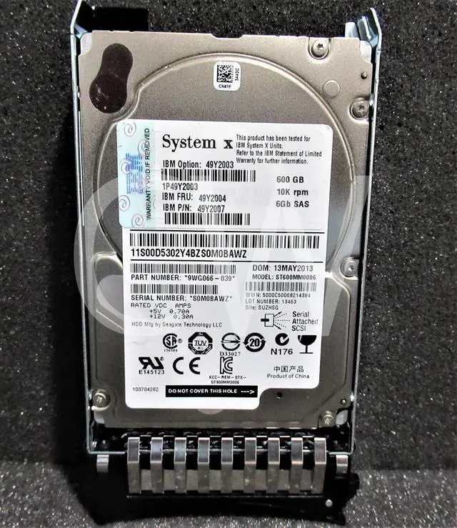 Alt view image 2 of 2 - 9WG066-039 IBM ST600MM0066 600GB 10K RPM 6Gb/s 2.5" SAS SERVER HDD Hard Drive
