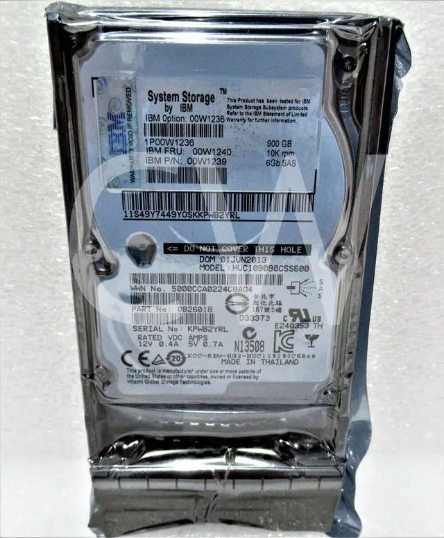 Main image of 0B26018 IBM 900GB 10K RPM 6Gb/s 15MM HS 2.5" SAS HDD Hard Drive HUC109090CSS600