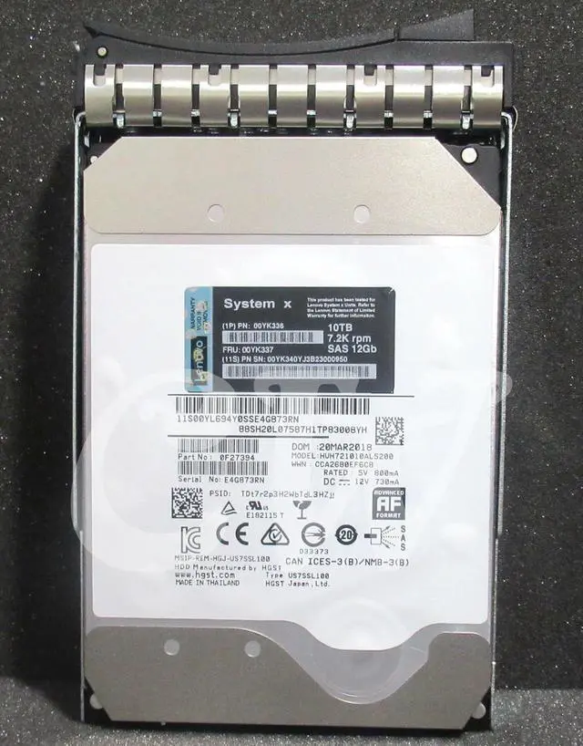 Alt view image 2 of 2 - HUH721010AL5200 Lenovo  SYSTEM X 10TB 7.2K 12G 512e NL G2HS 3.5" SAS  Hard Drive