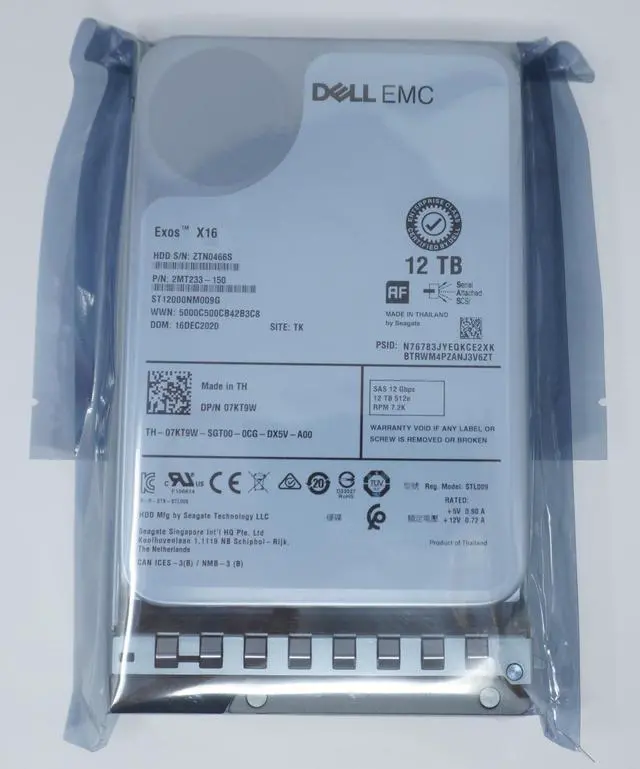 Alt view image 2 of 2 - 7KT9W Dell 12TB SAS 3.5" 7.2K 12G Server Hard Drive ST12000NM009G G14-G16