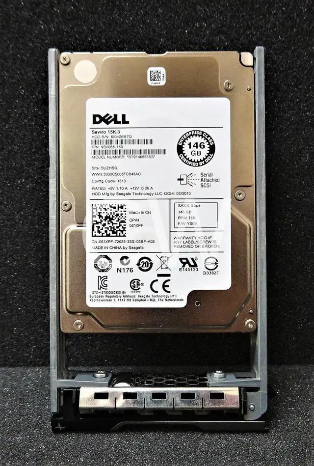 Main image of Dell Seagate 61XPF 146GB 15000RPM 2.5" SAS Hard Drive ST9146853SS
