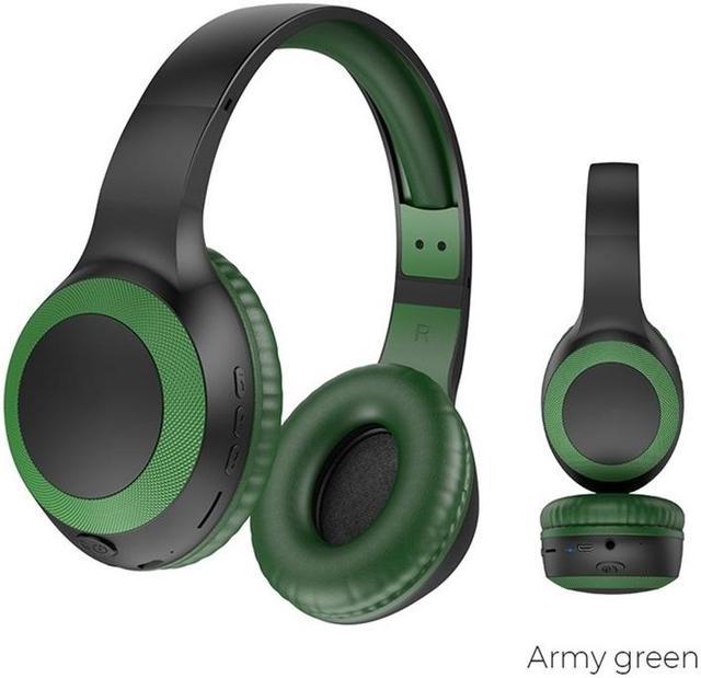 green wireless headphones