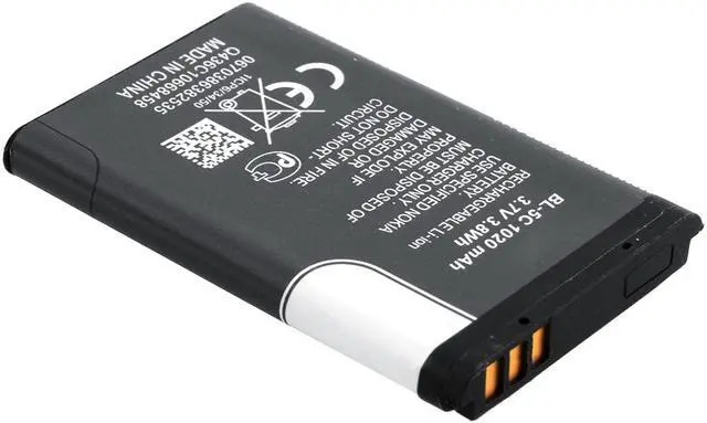 Alt view image 4 of 4 - Original Nokia BL-5C / BL5C Replacement Li-Ion Battery 3.7V, 3.8Wh, 1020mAh for Nokia 1208/3100/3555/6085/6086/6682/1680/2730/3105/3120/3125/3230/3555/3600/3610/3650/3660/6030/6085/6086