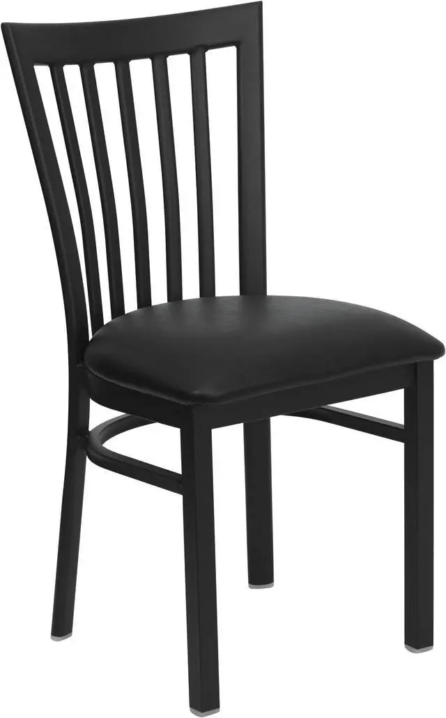 Main image of HERCULES Series Black School House Back Metal Restaurant Chair - Black Vinyl Seat