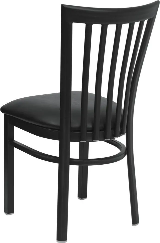 Alt view image 2 of 20 - HERCULES Series Black School House Back Metal Restaurant Chair - Black Vinyl Seat
