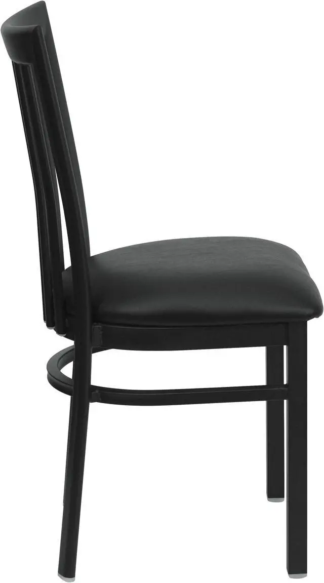 Alt view image 3 of 20 - HERCULES Series Black School House Back Metal Restaurant Chair - Black Vinyl Seat
